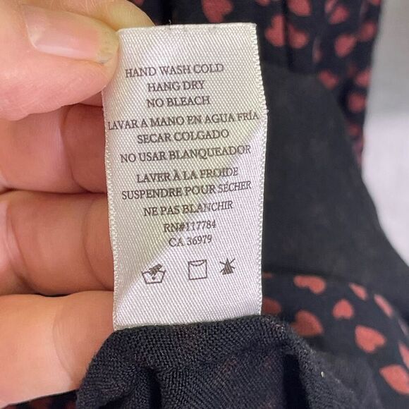 Rails Black Red Hearts Smocked Waist Jasmine Enamoured Mini Dress Medium - Picture 6 of 10